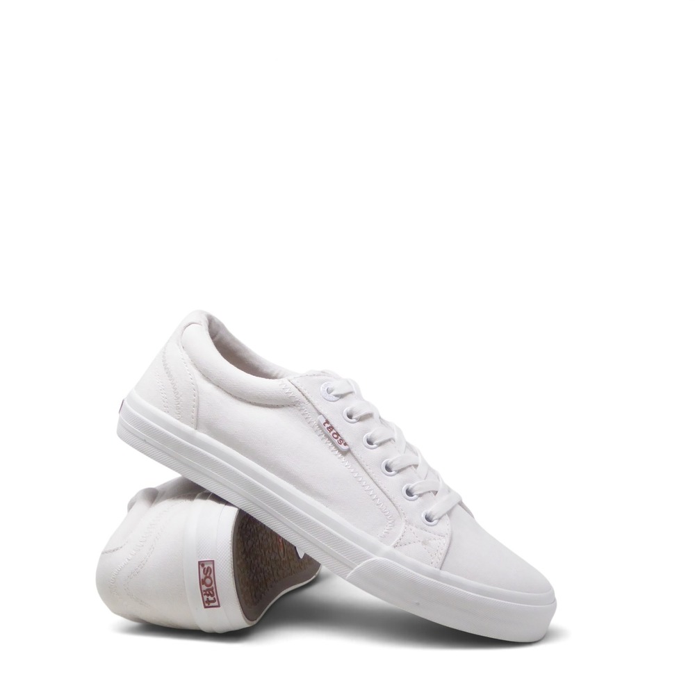 Taos Womens Plim Soul Sneaker White Canvas Low Top Lace Up Size 9.5